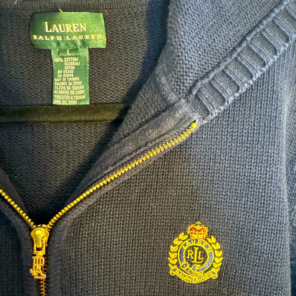 Lauren Ralph Lauren Large Hooded Full-Zip Sweater.